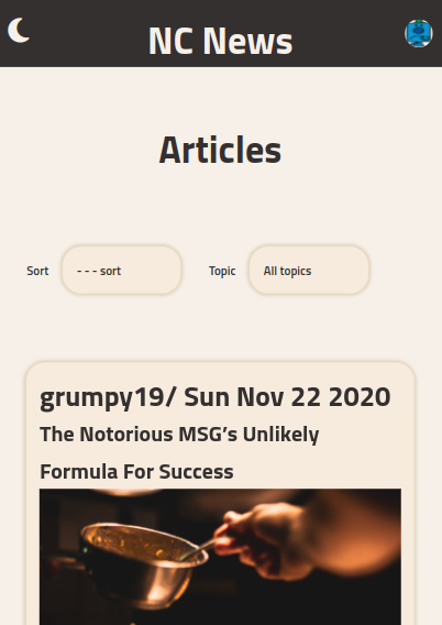 screenshot of news website